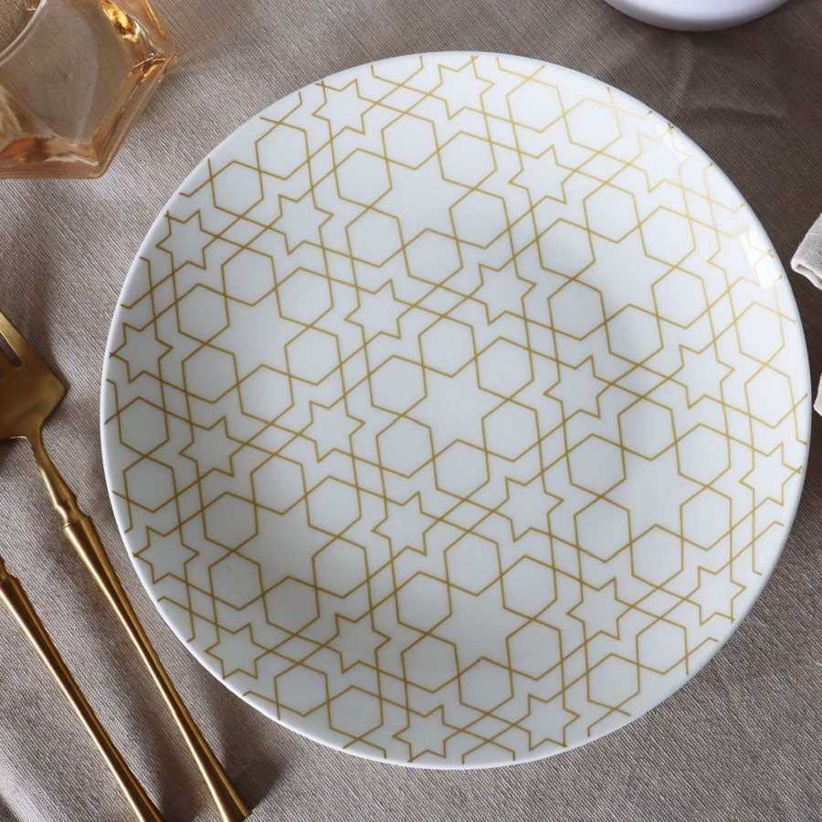 Dinnerware Tea + Linen | White And Gold Mosaic Appetizer Plates - Set Of 4