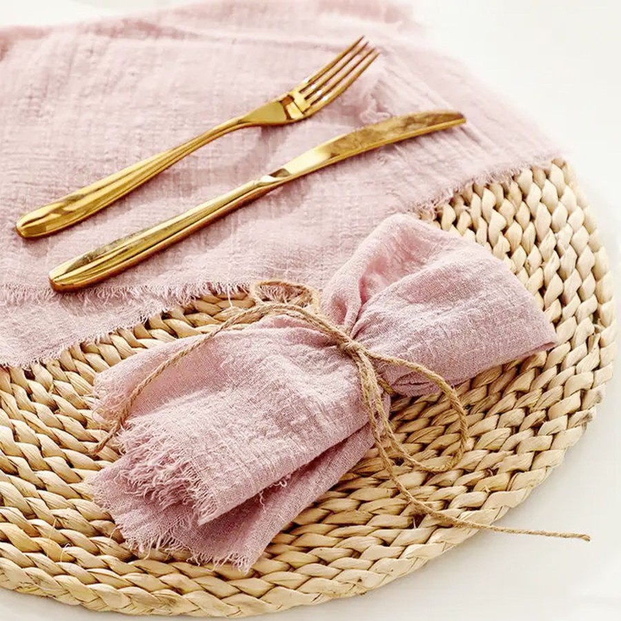 Table Linens Tea + Linen | Pink Gauze Napkins - Set Of 4