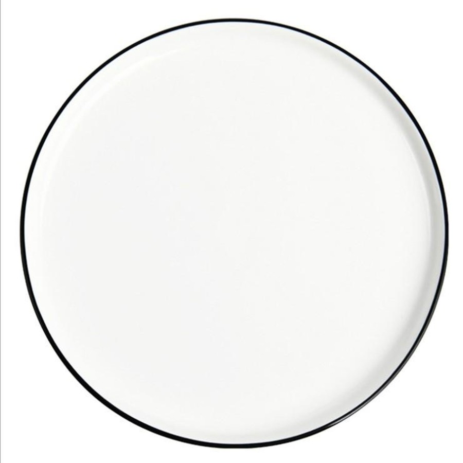 Dinnerware Tea + Linen | Milo Black Rim 8" Plates - Set Of 4