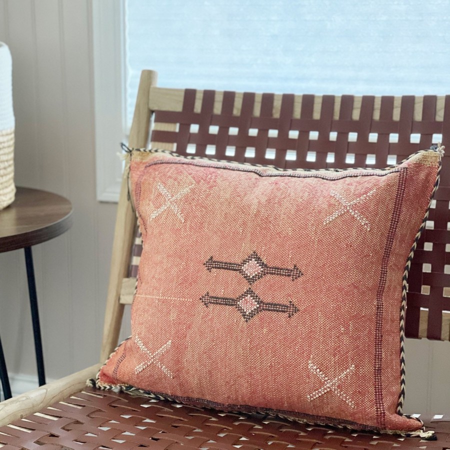 Pillows & Blankets Tea + Linen | Cactus Silk Pillow - Warm Red And Brown