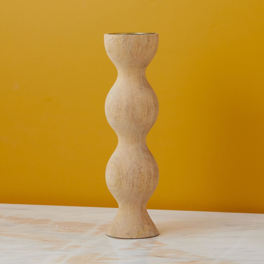 Decor Tea + Linen | Mango Wood Pillar Candle Holder, Large