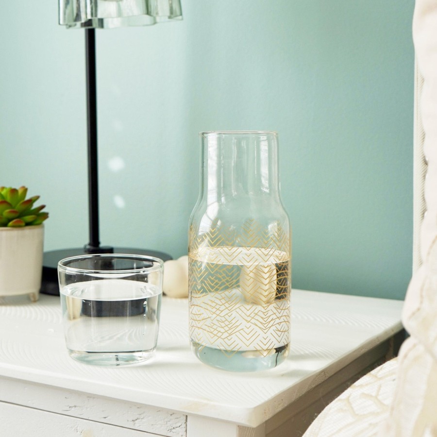 Drinkware Tea + Linen | Chevron Bedside Carafe