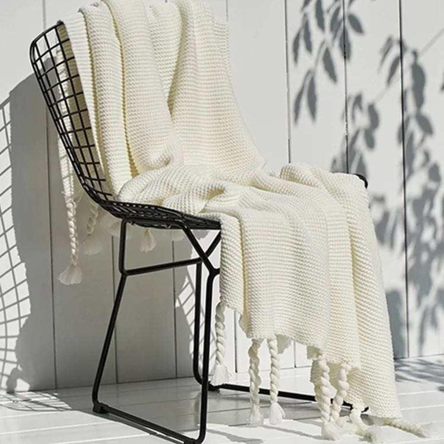 Decor Tea + Linen | Ivory Knit Throw Blanket