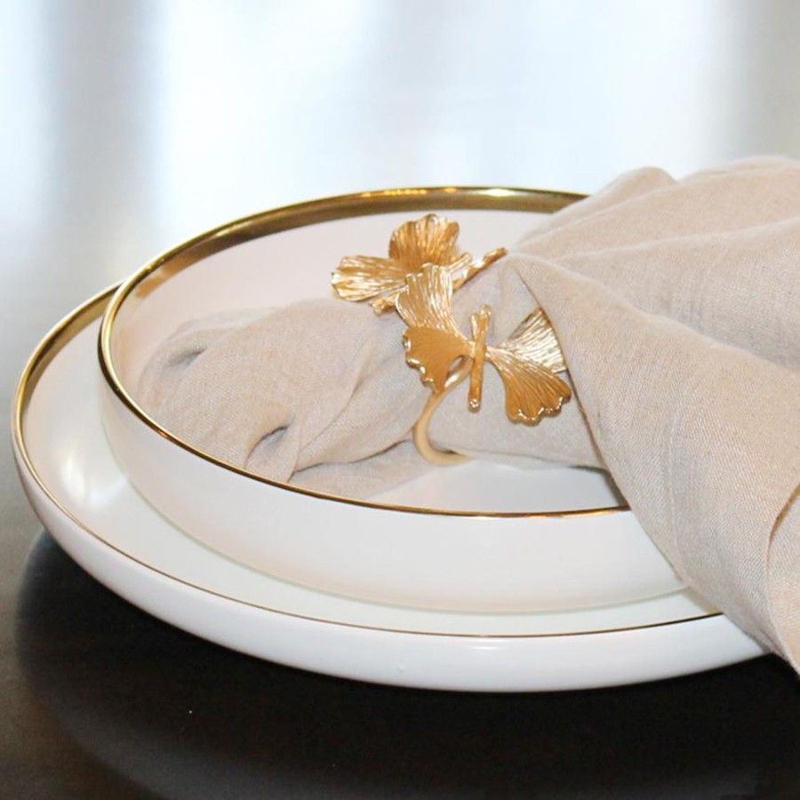 Table Linens Tea + Linen | Gold Garden Napkin Ring - Set Of 4