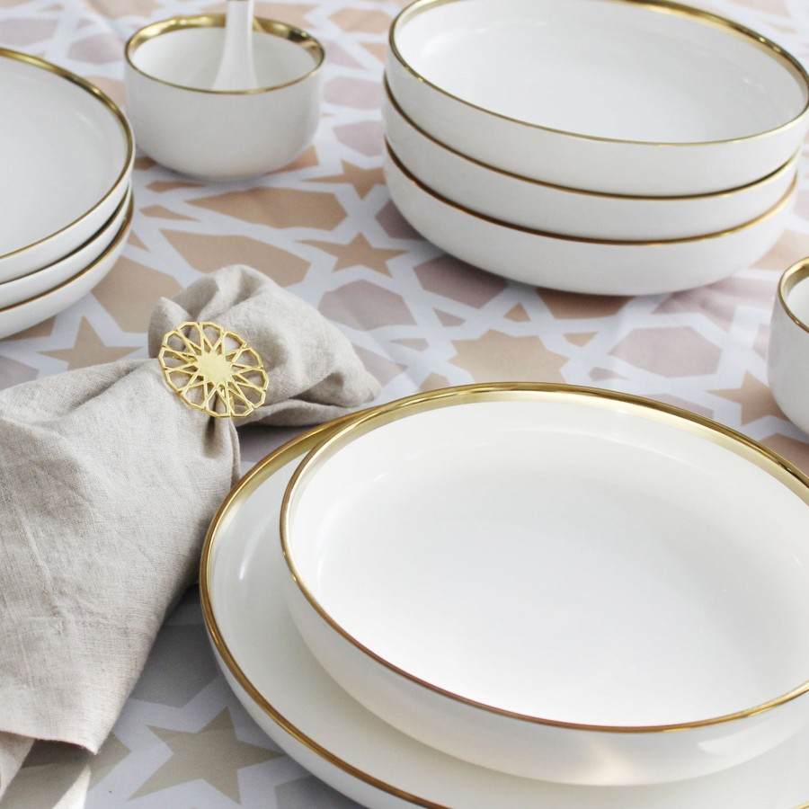 Dinnerware Tea + Linen | Metallic Rim Dinnerware Set