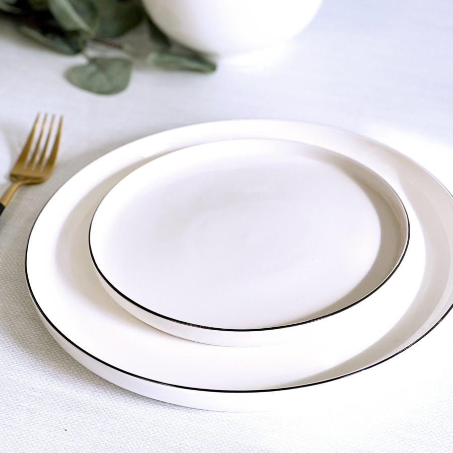 Dinnerware Tea + Linen | Cameron Black Rim Dinnerware