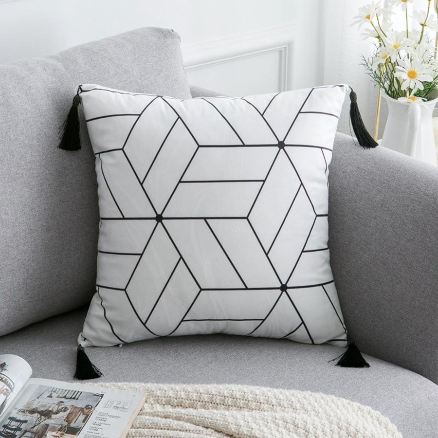 Decor Tea + Linen | Black And White Geometric Pillow Covers