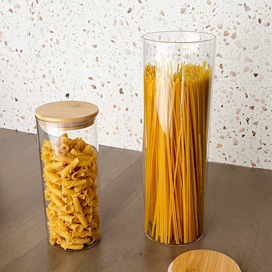 Kitchen Tea + Linen | Large Bamboo And Glass Storage Canister