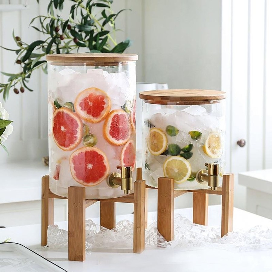 Drinkware Tea + Linen | Glass Drink Dispenser With Stand