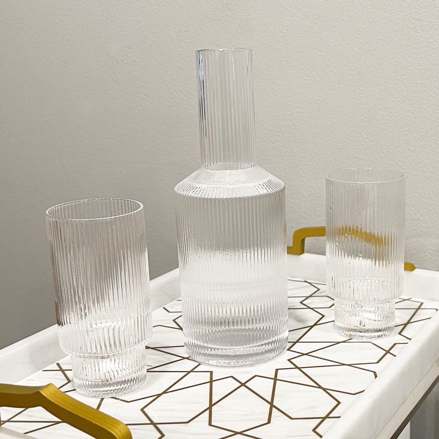 Drinkware Tea + Linen | Ribbed Carafe And Cups Set