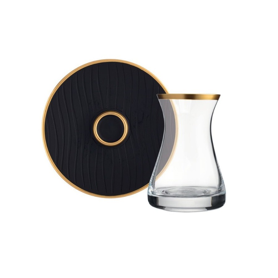 Drinkware Tea + Linen | Marmara Black And Gold Tea Set