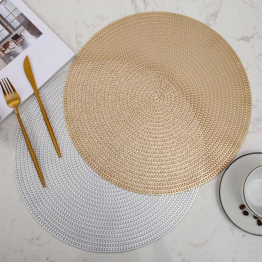 Table Linens Tea + Linen | Round Vinyl Placemat - Set Of 4