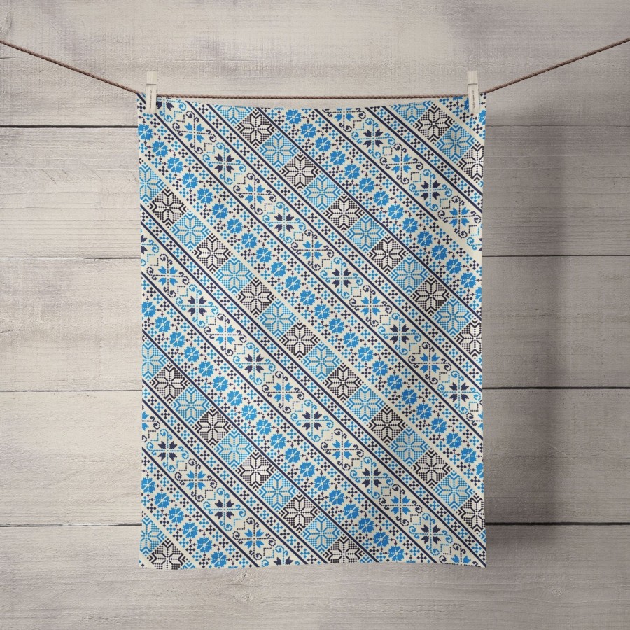 Tea Towels Tea + Linen | Blue Tatreez Tea Towel