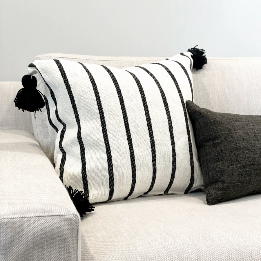 Pillows & Blankets Tea + Linen | Striped Hand-Woven Moroccan Pillow