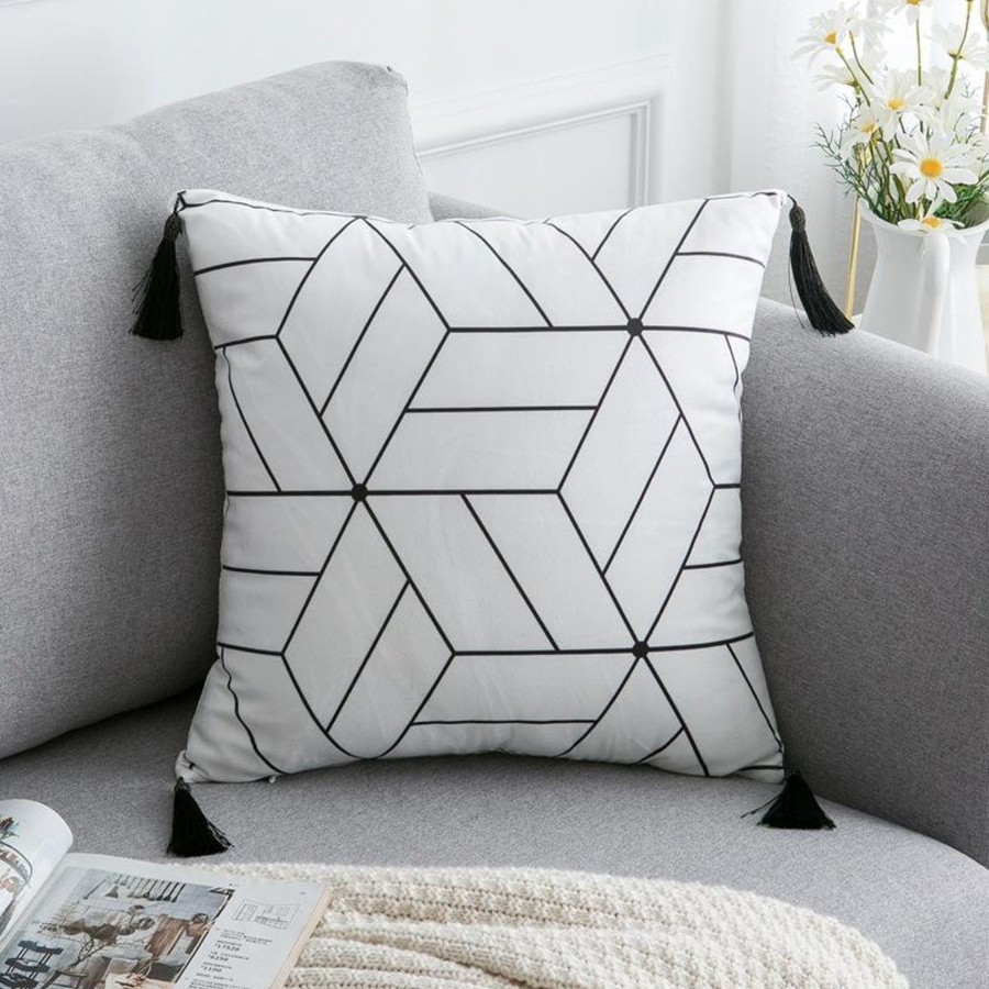 Pillows & Blankets Tea + Linen | Black And White Geometric Pillow Covers