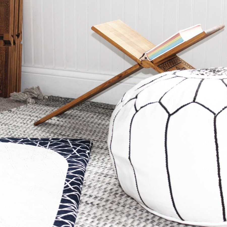 Decor Tea + Linen | Black And White Moroccan Leather Pouf