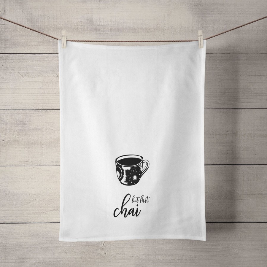 Tea Towels Tea + Linen | But First, Chai Tea Towel