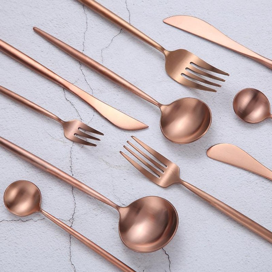 Flatware Tea + Linen | Annie Rose Gold Flatware 6 Pc Set