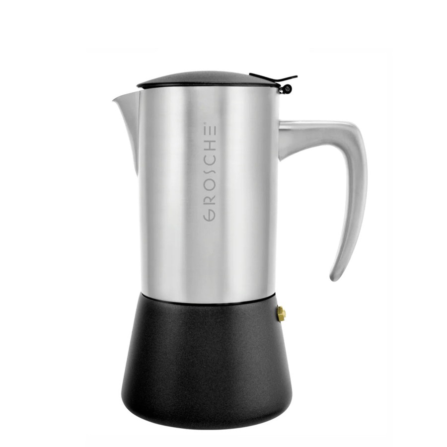 Drinkware Tea + Linen | Milano Steel Stovetop Espresso Maker, Brushed