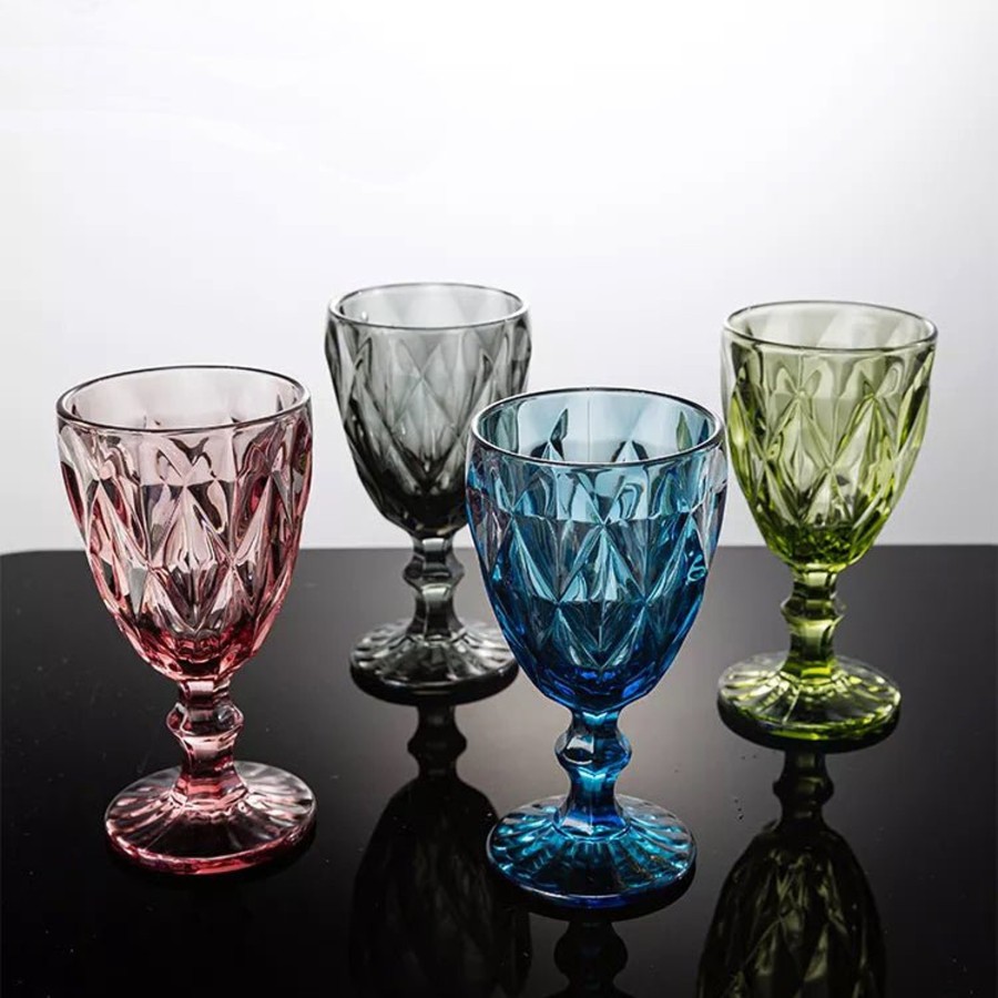 Drinkware Tea + Linen | Large Diamond Water Goblets