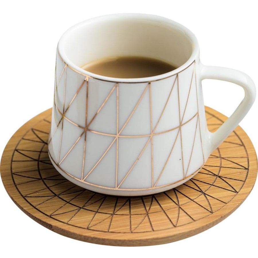 Drinkware Tea + Linen | Gold Geo Coffee Cups - Set Of 6