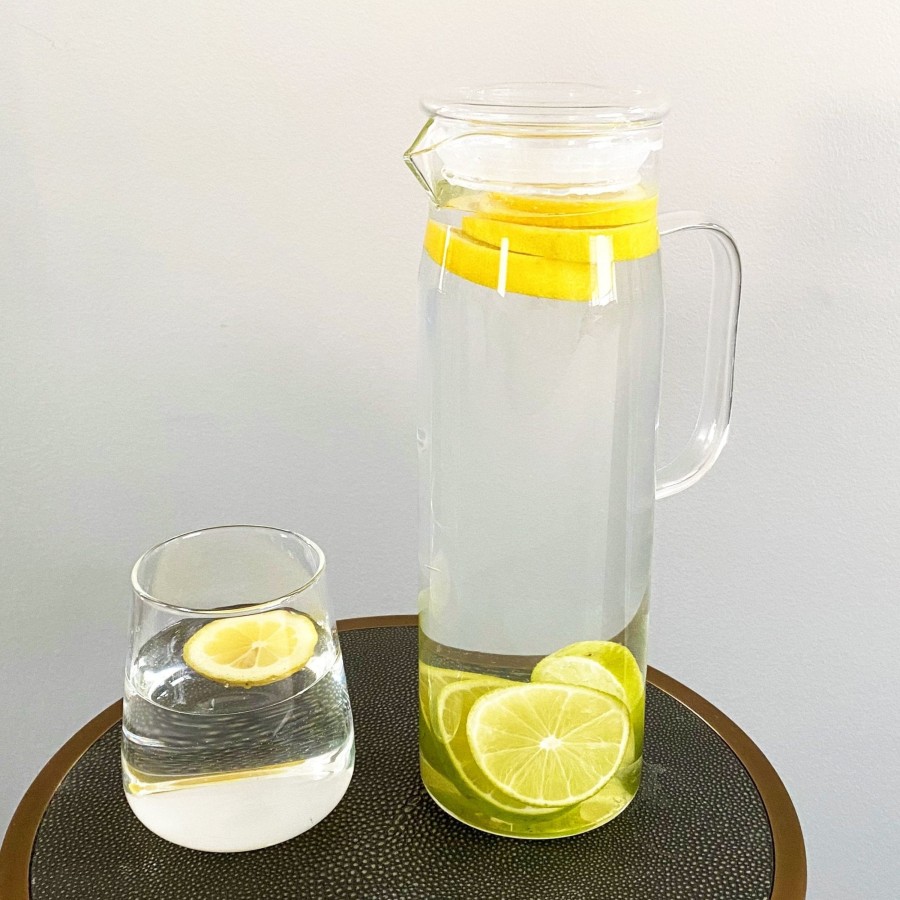 Serveware Tea + Linen | Safi Glass Pitcher With Clear Lid