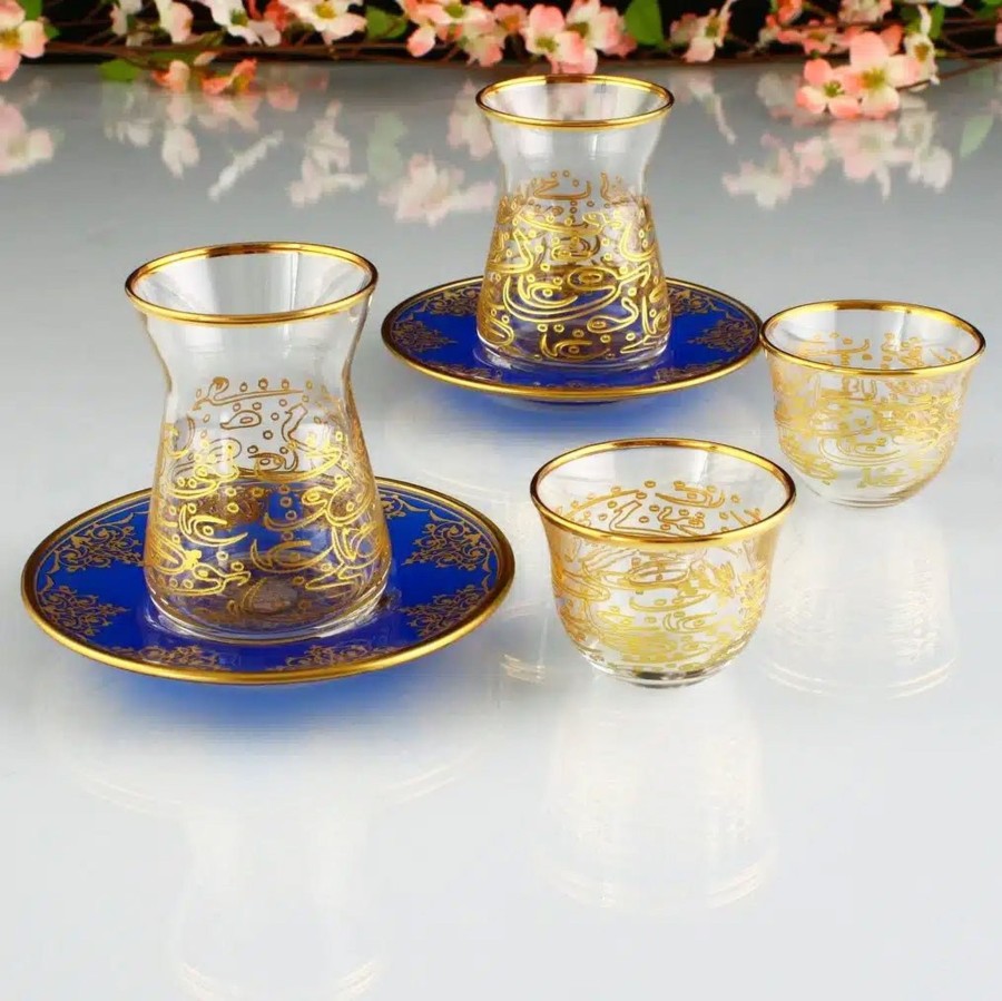 Drinkware Tea + Linen | 18Pc Arabic Calligraphy Tea And Coffee Set