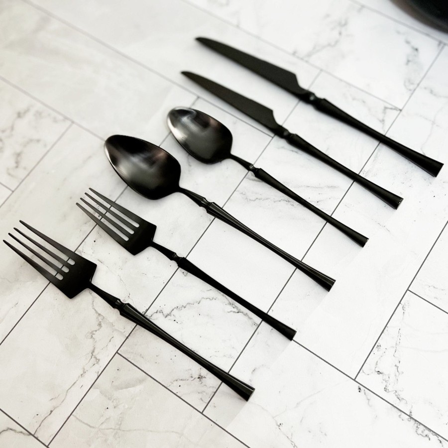 Flatware Tea + Linen | Laurel Flatware Set - Black