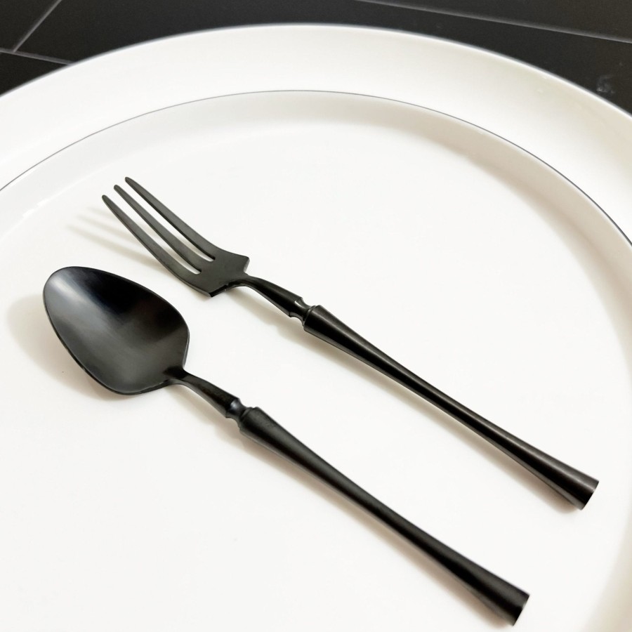 Flatware Tea + Linen | Laurel Dessert Flatware - Matte Black