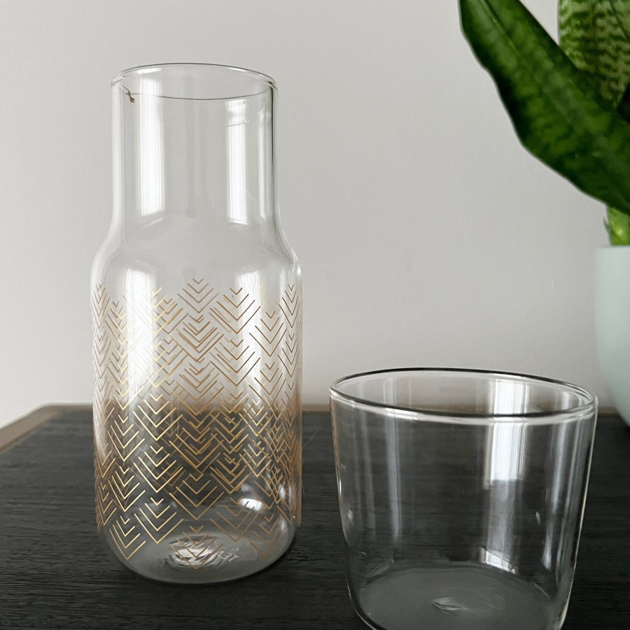 Drinkware Tea + Linen | Chevron Bedside Carafe