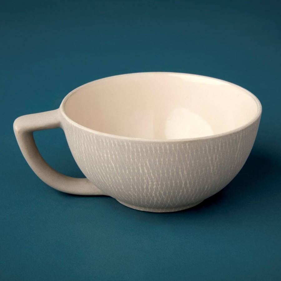 Drinkware Tea + Linen | Crosshatch Stoneware Latte Mug